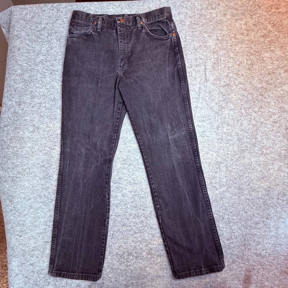 Wrangler 936WBK Slim Fit Cowboy Cut Mens Jeans 34x32 Black Denim Straight Leg